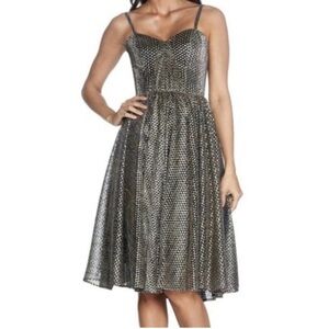 Dress The Population Rachel Fit And Flare Cocktail Dress Size S Gold And Black